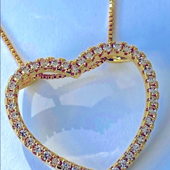 Open Heart Cubic Zirconia Necklace - Picture 3 of 10